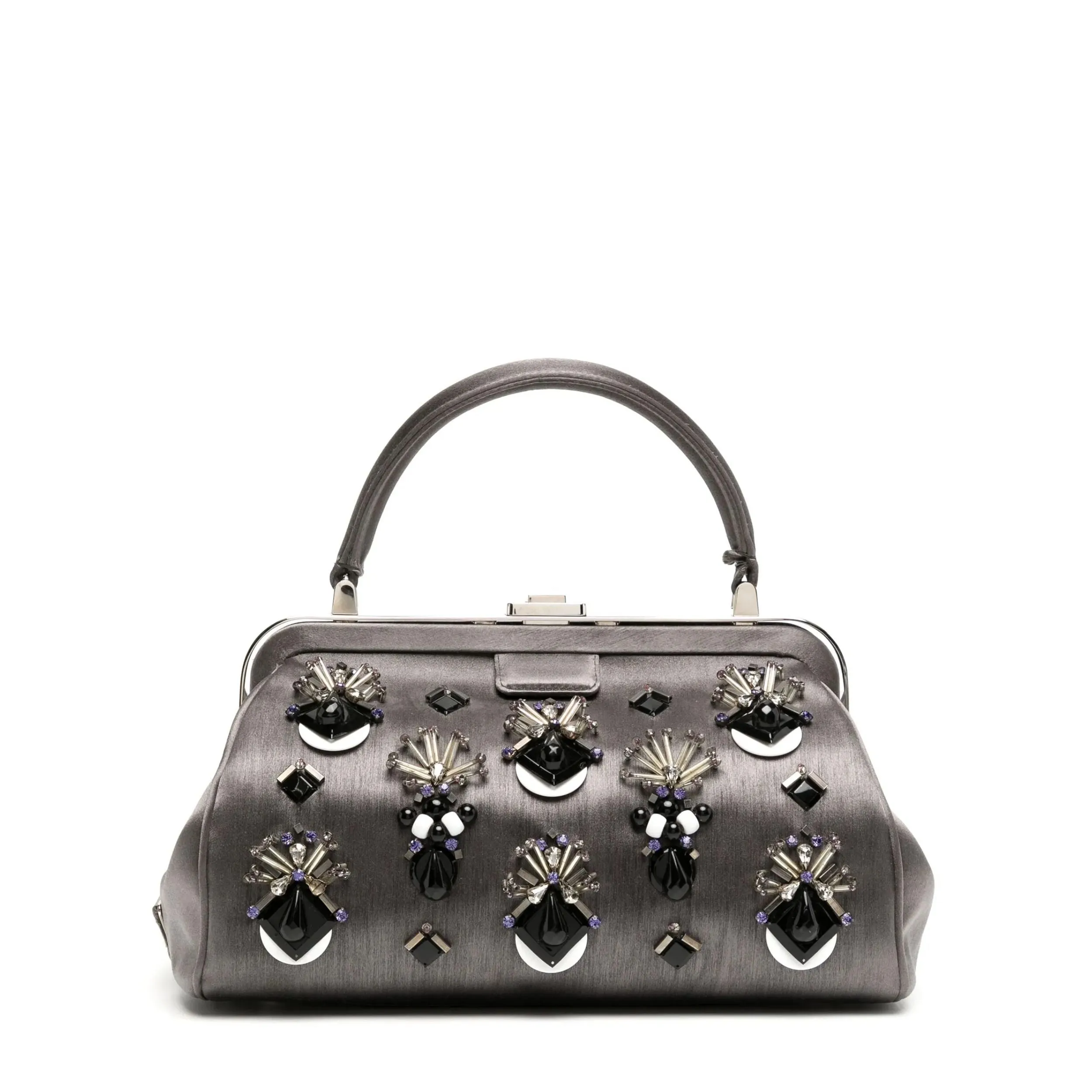 Satin Raso Embellished Ricamo Doctor's Bag