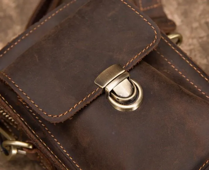 Simple Retro Leather Mens Tablet Messenger Bag Small Side Bag Messenger Bag For Men