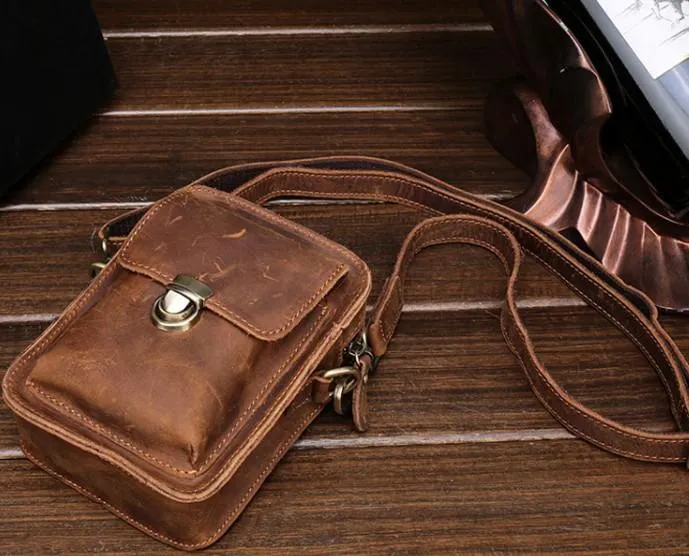 Simple Retro Leather Mens Tablet Messenger Bag Small Side Bag Messenger Bag For Men