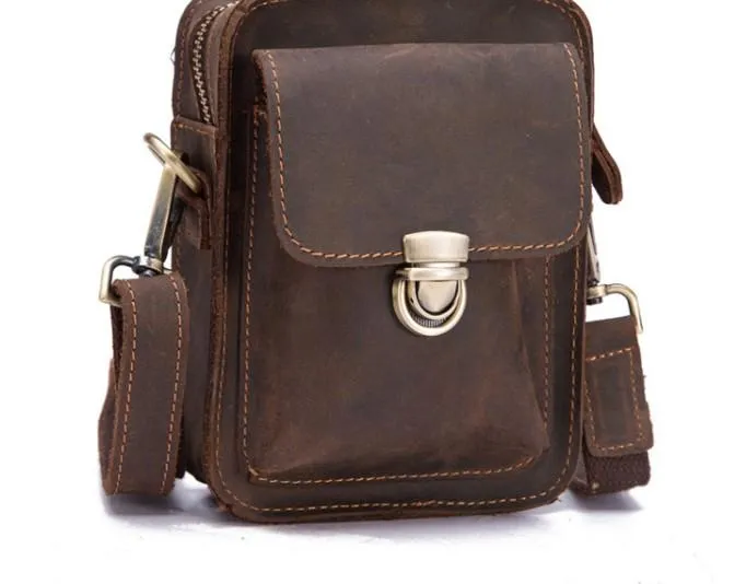 Simple Retro Leather Mens Tablet Messenger Bag Small Side Bag Messenger Bag For Men