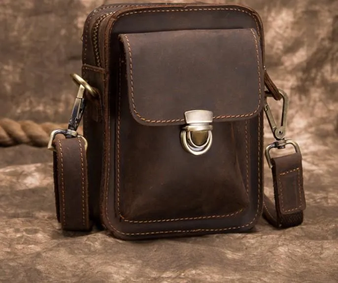 Simple Retro Leather Mens Tablet Messenger Bag Small Side Bag Messenger Bag For Men