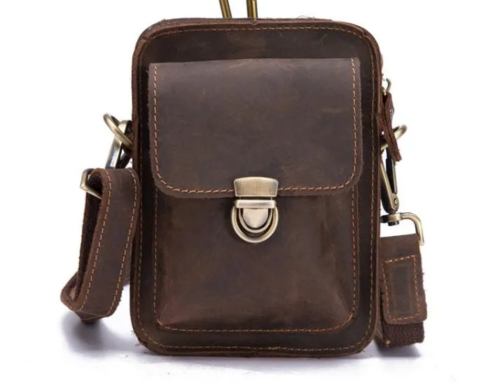 Simple Retro Leather Mens Tablet Messenger Bag Small Side Bag Messenger Bag For Men