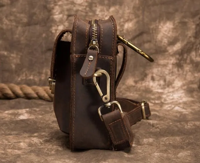 Simple Retro Leather Mens Tablet Messenger Bag Small Side Bag Messenger Bag For Men