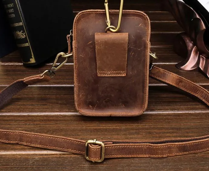 Simple Retro Leather Mens Tablet Messenger Bag Small Side Bag Messenger Bag For Men