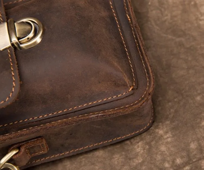 Simple Retro Leather Mens Tablet Messenger Bag Small Side Bag Messenger Bag For Men