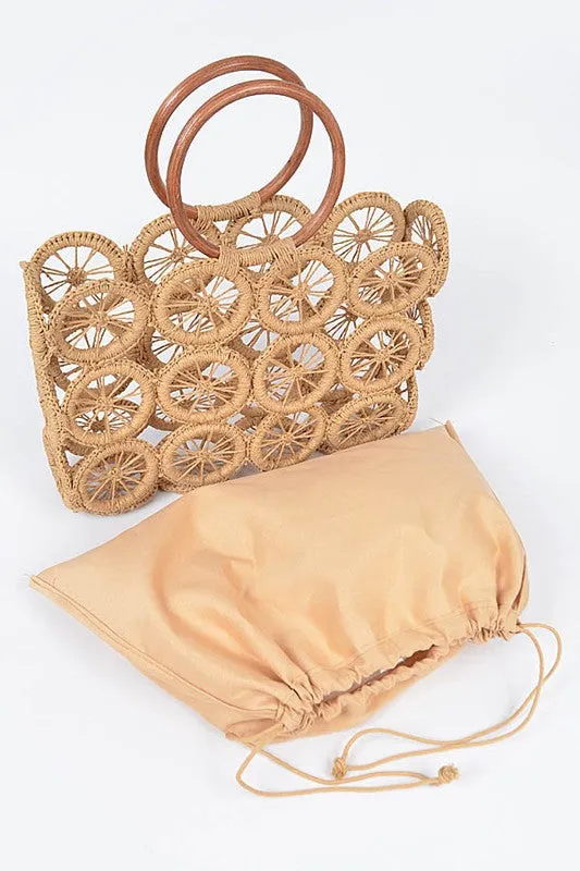Slice Of Summer Circle Woven Straw Tote