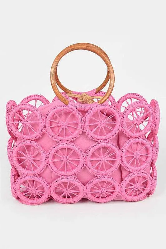 Slice Of Summer Circle Woven Straw Tote