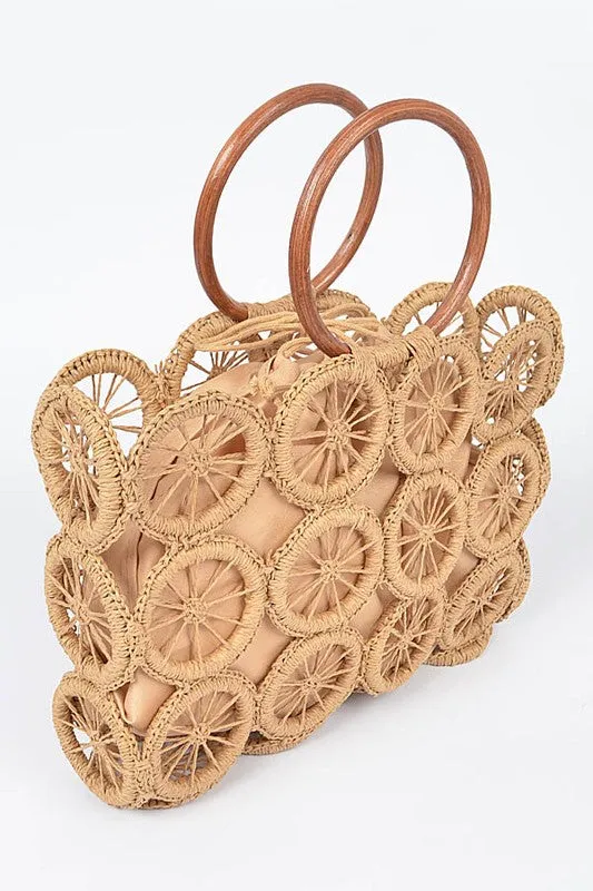 Slice Of Summer Circle Woven Straw Tote