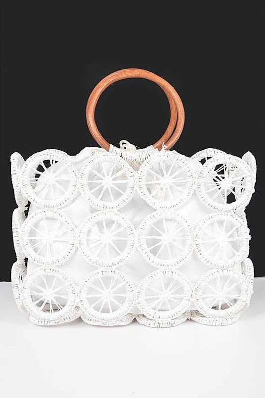 Slice Of Summer Circle Woven Straw Tote