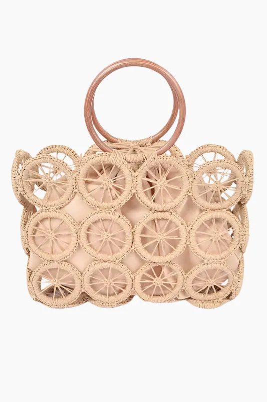 Slice Of Summer Circle Woven Straw Tote