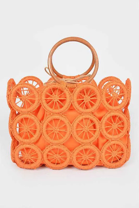 Slice Of Summer Circle Woven Straw Tote