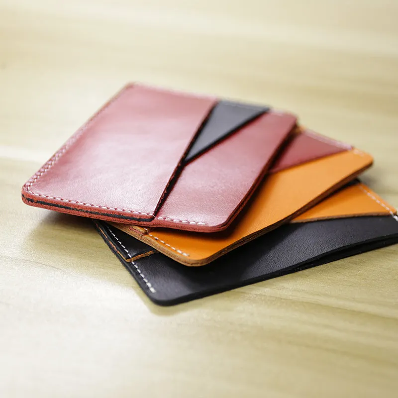Slim Women Black&Coffee Leather Card Wallet Minimalist Card Holder Wallet For Women