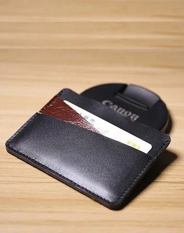 Slim Women Black&Pink Leather Card Wallet Minimalist Card Holder Wallet For Women