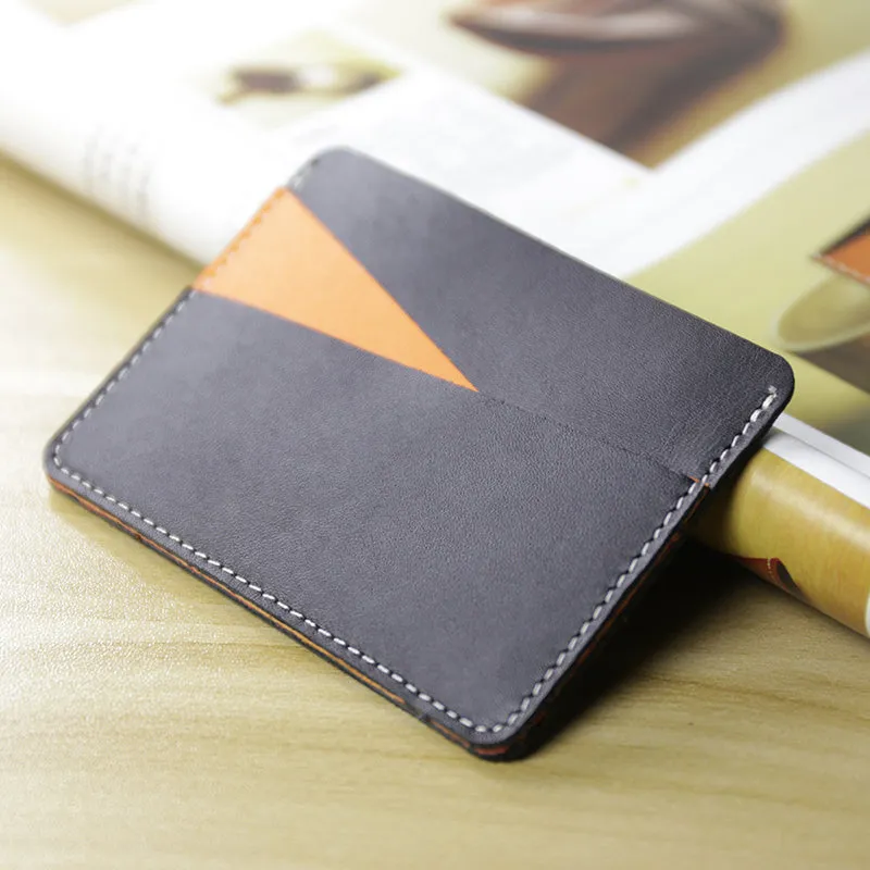 Slim Women Black&Pink Leather Card Wallet Minimalist Card Holder Wallet For Women