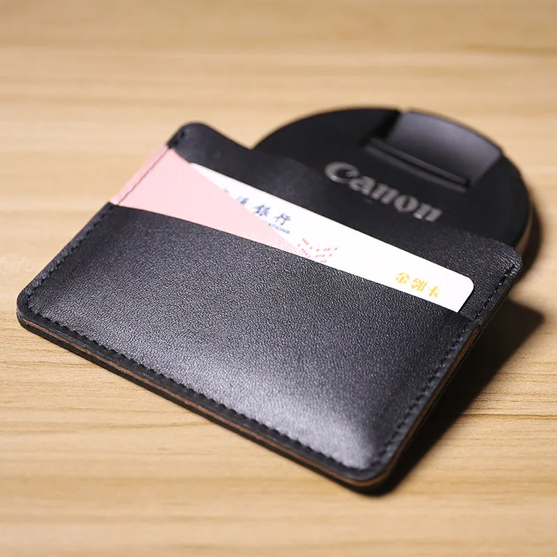 Slim Women Black&Pink Leather Card Wallet Minimalist Card Holder Wallet For Women
