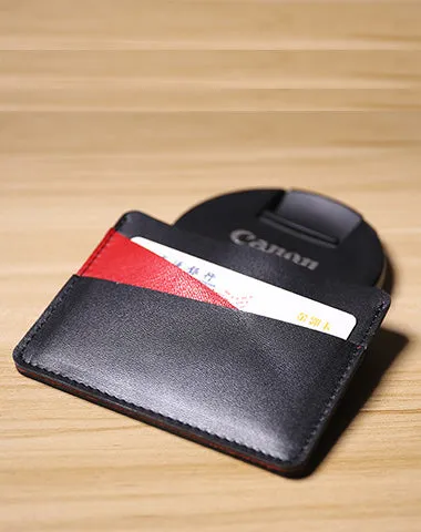 Slim Women Black&Pink Leather Card Wallet Minimalist Card Holder Wallet For Women