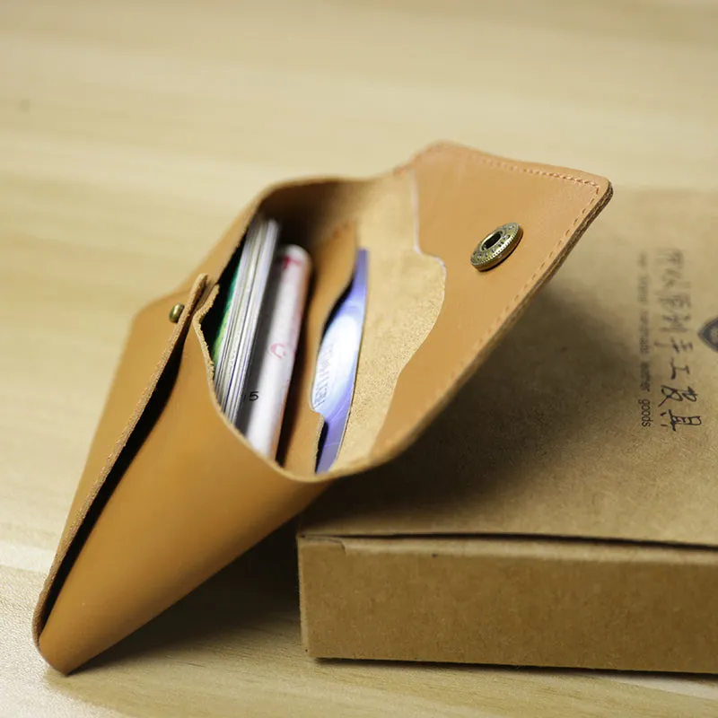 Slim Women Coffee Crown Leather Card Wallet Minimalist Envelope Card Holder Wallet Coin Wallet For Women