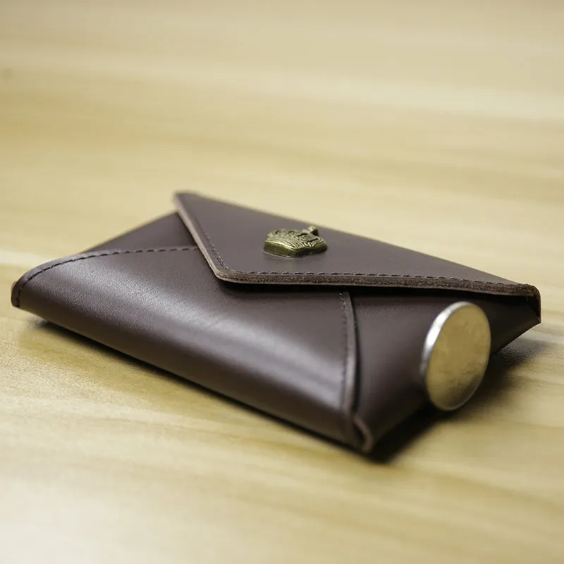 Slim Women Coffee Leather Card Wallet Minimalist Envelope Card Holder Wallet Coin Wallet For Women