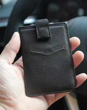 Slim Women Coffee Vertical Leather Card Wallet Minimalist Card Holder Wallet For Women