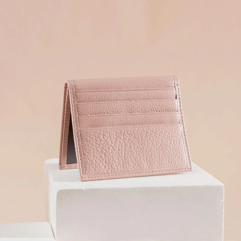 Slim Women Pink Leather Card Holder Small Card Wallet Card Holder Credit Card Holder For Women