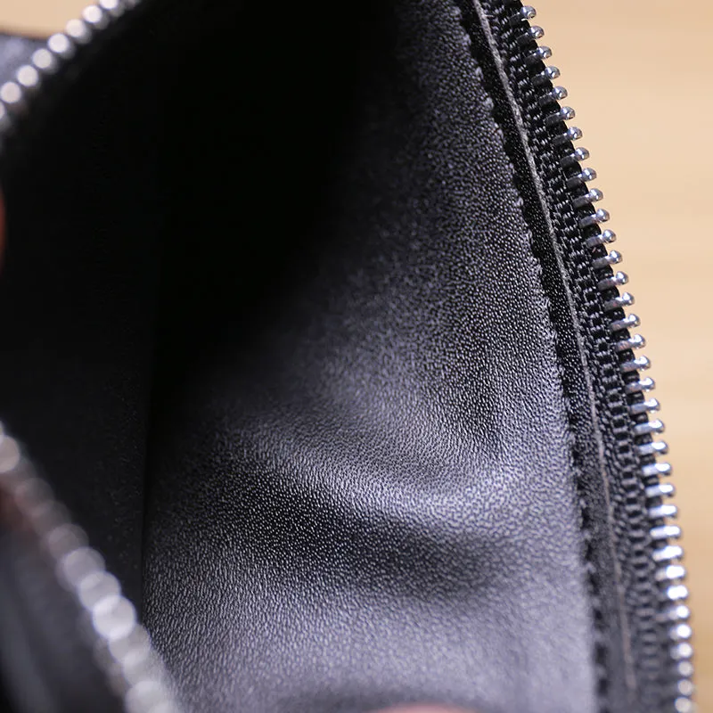 Slim Women Pink Leather Card Wallet Minimalist Zip Billfold Card Holder Wallet Coin Wallet For Women