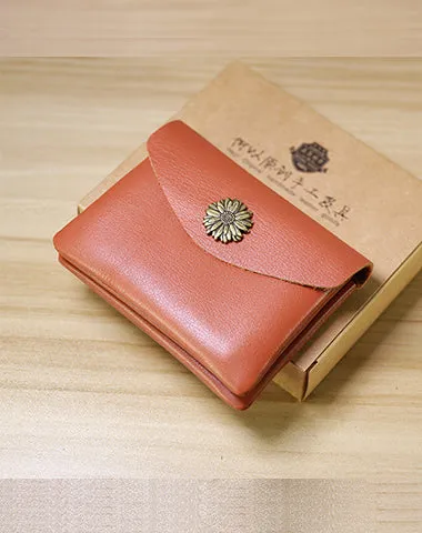 Slim Women Wine Sunflower Leather Card Wallet Minimalist Envelope Card Holder Wallet Coin Wallet For Women