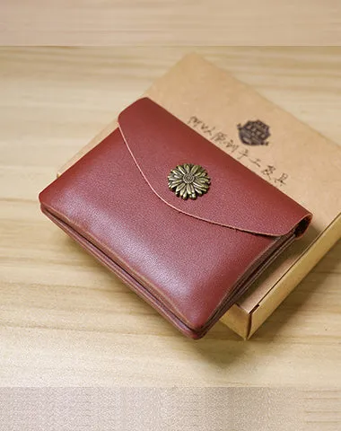 Slim Women Wine Sunflower Leather Card Wallet Minimalist Envelope Card Holder Wallet Coin Wallet For Women