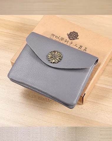 Slim Women Wine Sunflower Leather Card Wallet Minimalist Envelope Card Holder Wallet Coin Wallet For Women
