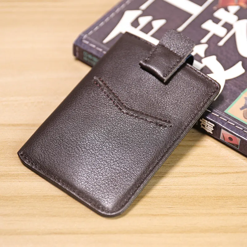 Slim Womens Black Leather Card Holder Wallet Vertical RFID Minimalist Card Holders Wallet for Ladies