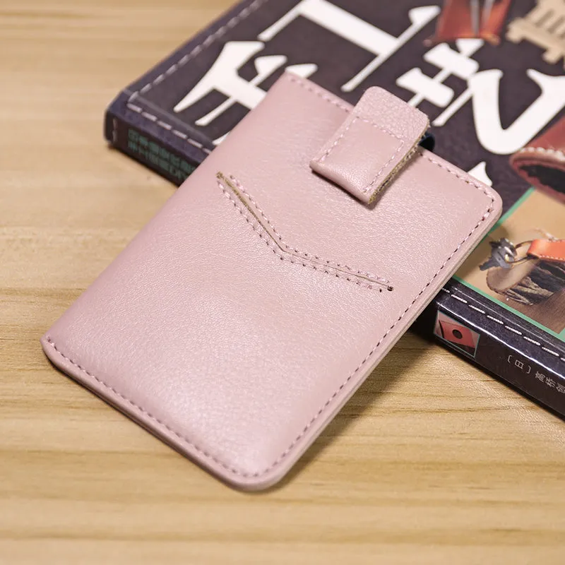 Slim Womens Black Leather Card Holder Wallet Vertical RFID Minimalist Card Holders Wallet for Ladies