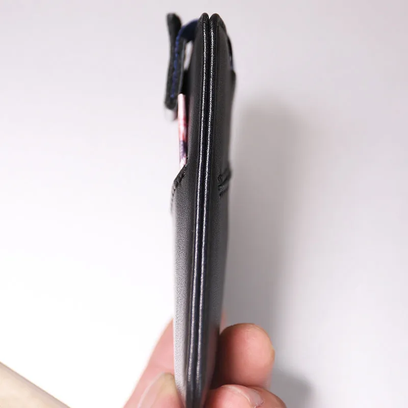 Slim Womens Coffee Leather Card Holder Wallet Vertical RFID Minimalist Card Holders Wallet for Ladies
