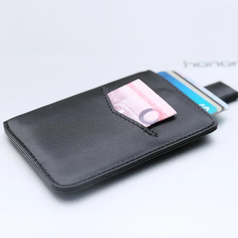 Slim Womens Green Leather Card Holder Wallet Vertical RFID Minimalist Card Holders Wallet for Ladies