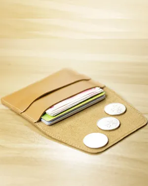 Slim Womens Tan Leather Card Holder Wallet Vintage Minimalist Card Holders Wallet for Ladies