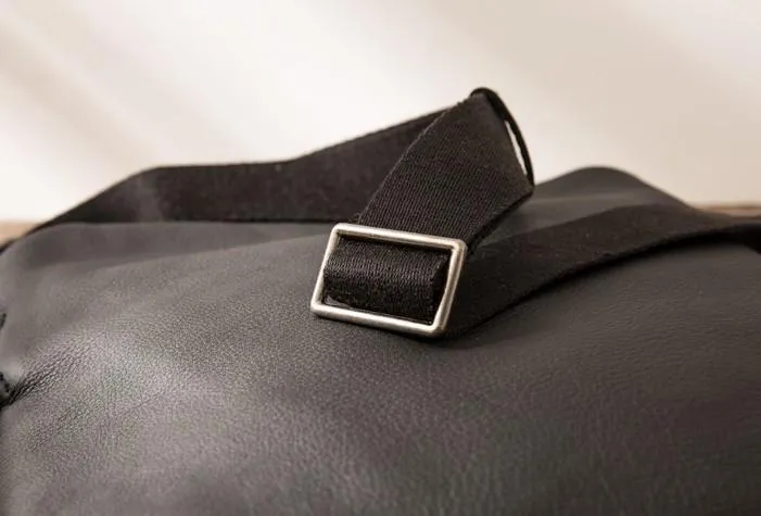 Small Cool Black Square Leather Mens Messenger Bags Shoulder Bags for Men