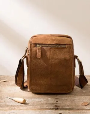 Small Cool Leather Mens Messenger Bags Shoulder Bags for Men