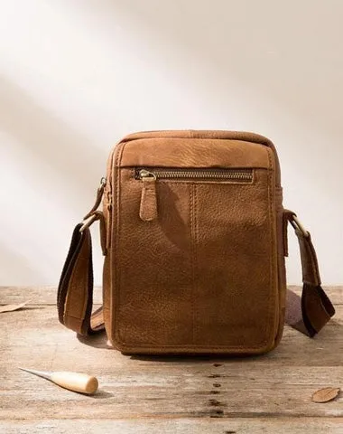 Small Cool Leather Mens Messenger Bags Shoulder Bags for Men