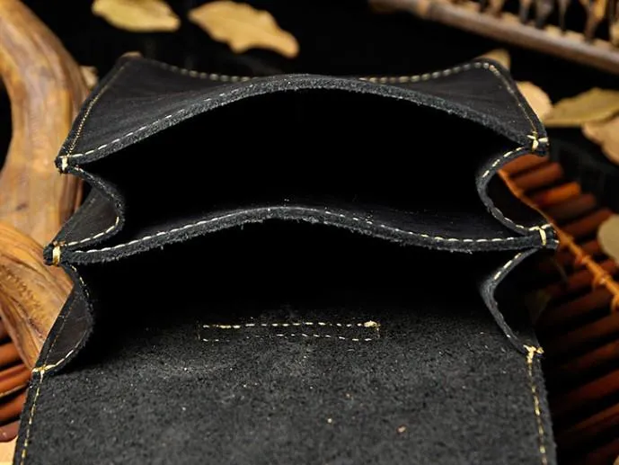 Small Leather Belt Pouch Mens Holsters Belt Cases Cell Phone Waist Pouch for Men