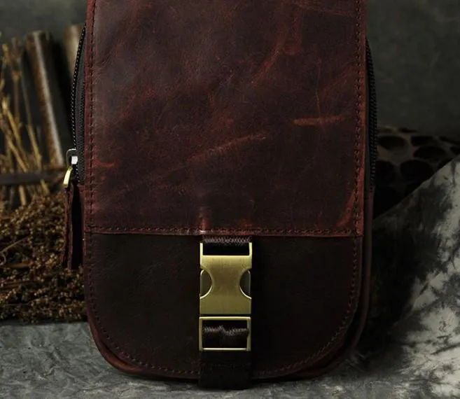 Small Mens Leather Belt Pouch Holster Belt Cases Cell Phone Waist Pouch for Men