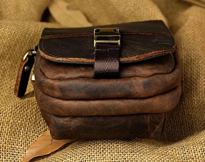Small Mens Leather Belt Pouch Holster Belt Cases Cell Phone Waist Pouch for Men