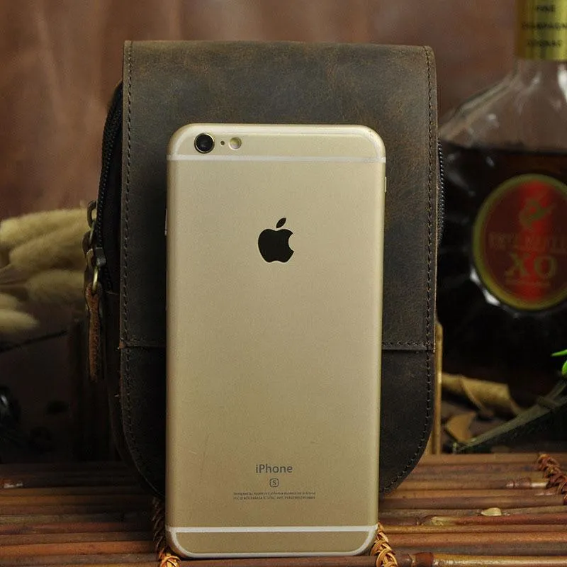 Small Mens Leather Belt Pouch Holster Belt Cases Cell Phone Waist Pouch for Men