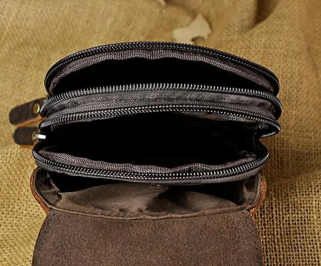 Small Mens Leather Belt Pouch Holster Belt Cases Cell Phone Waist Pouch for Men