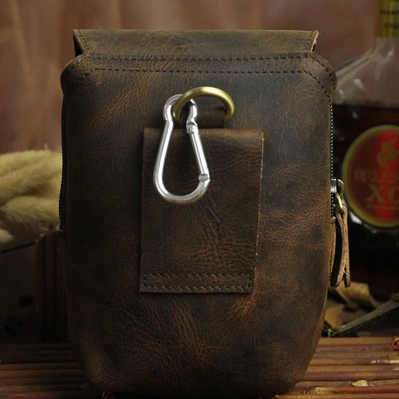 Small Mens Leather Belt Pouch Holster Belt Cases Cell Phone Waist Pouch for Men