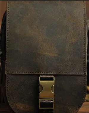 Small Mens Leather Belt Pouch Holster Belt Cases Cell Phone Waist Pouch for Men