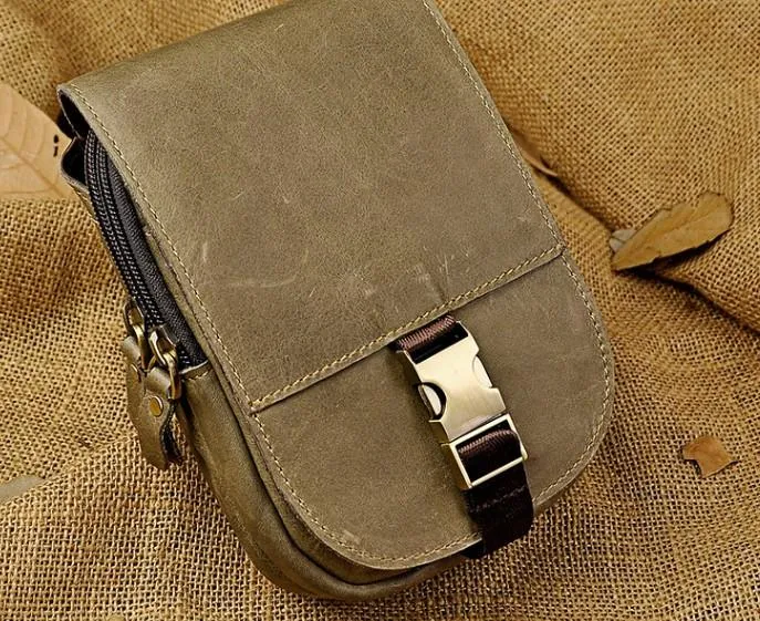 Small Mens Leather Belt Pouch Holster Belt Cases Cell Phone Waist Pouch for Men