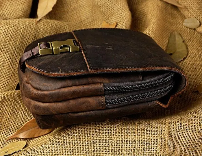 Small Mens Leather Belt Pouch Holster Belt Cases Cell Phone Waist Pouch for Men