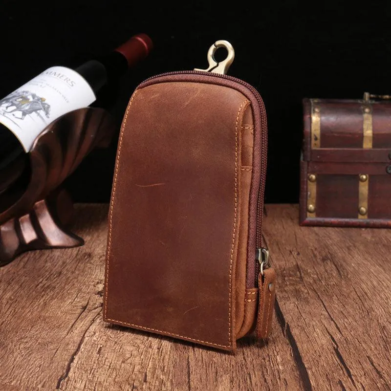 Small Mens Leather CELL PHONE HOLSTER Belt Bag Belt Pouch Waist Bag For Men