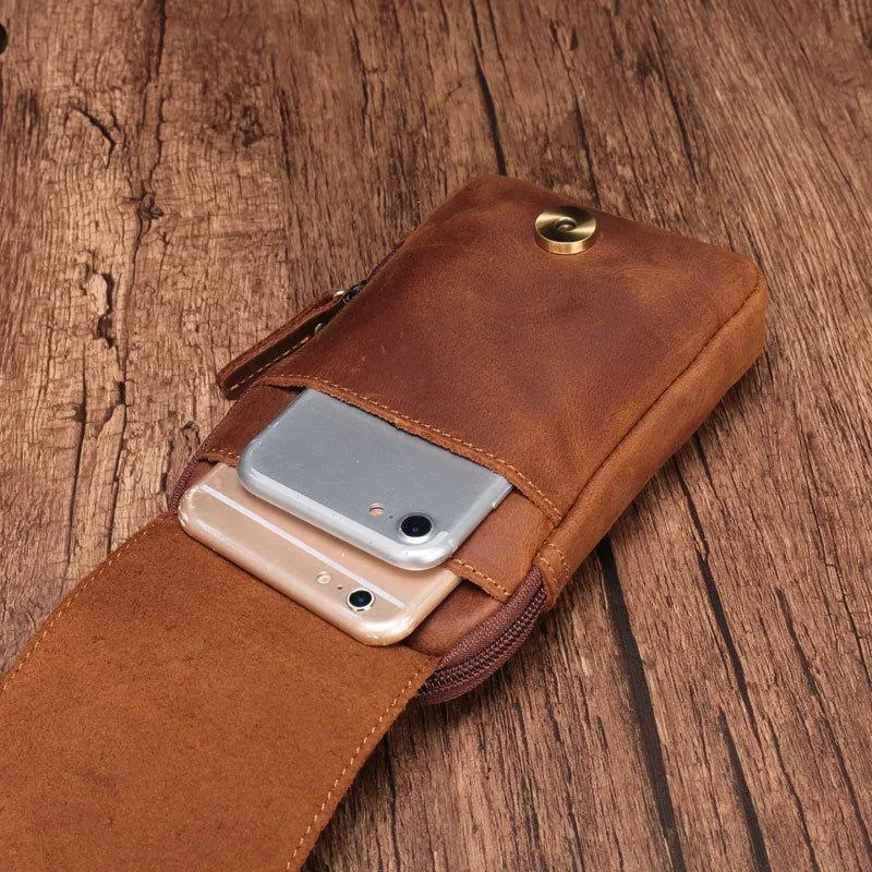 Small Mens Leather CELL PHONE HOLSTER Belt Bag Belt Pouch Waist Bag For Men