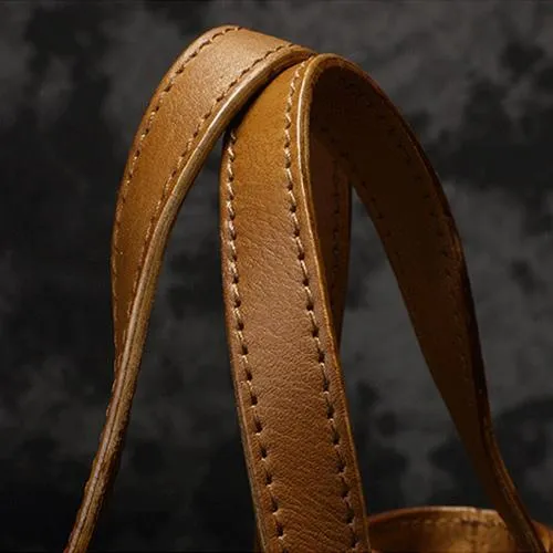 Small Vintage Brown Womens Leather Bucket Handbag Red Leather Bucket Shoulder Purse for Ladies