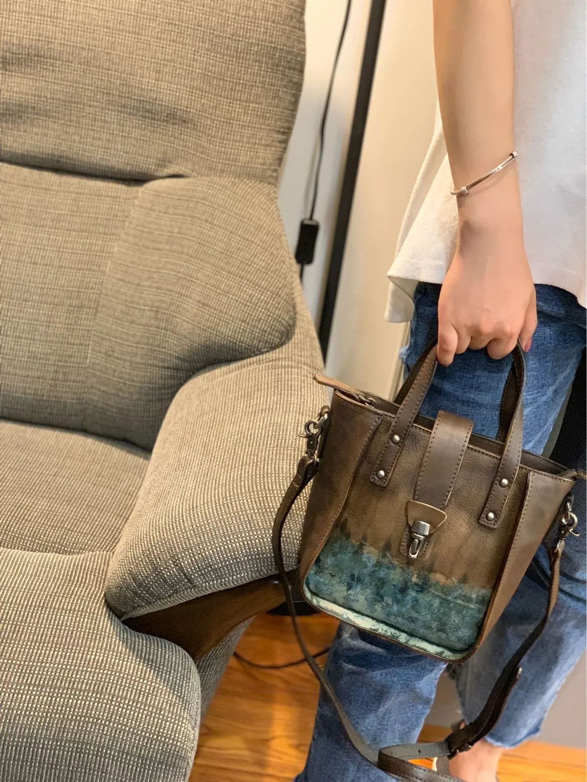 Small Vintage Brown Womens Leather Bucket Handbag Red Leather Bucket Shoulder Purse for Ladies