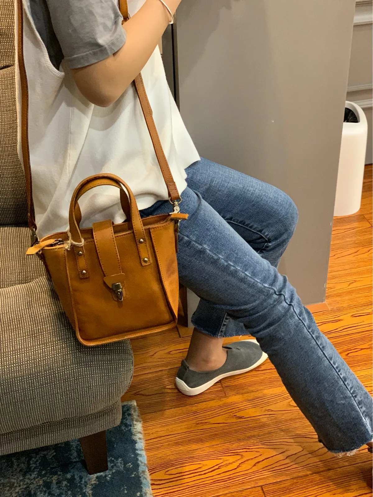 Small Vintage Brown Womens Leather Bucket Handbag Red Leather Bucket Shoulder Purse for Ladies